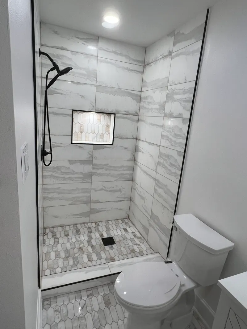 Walk-in tile shower