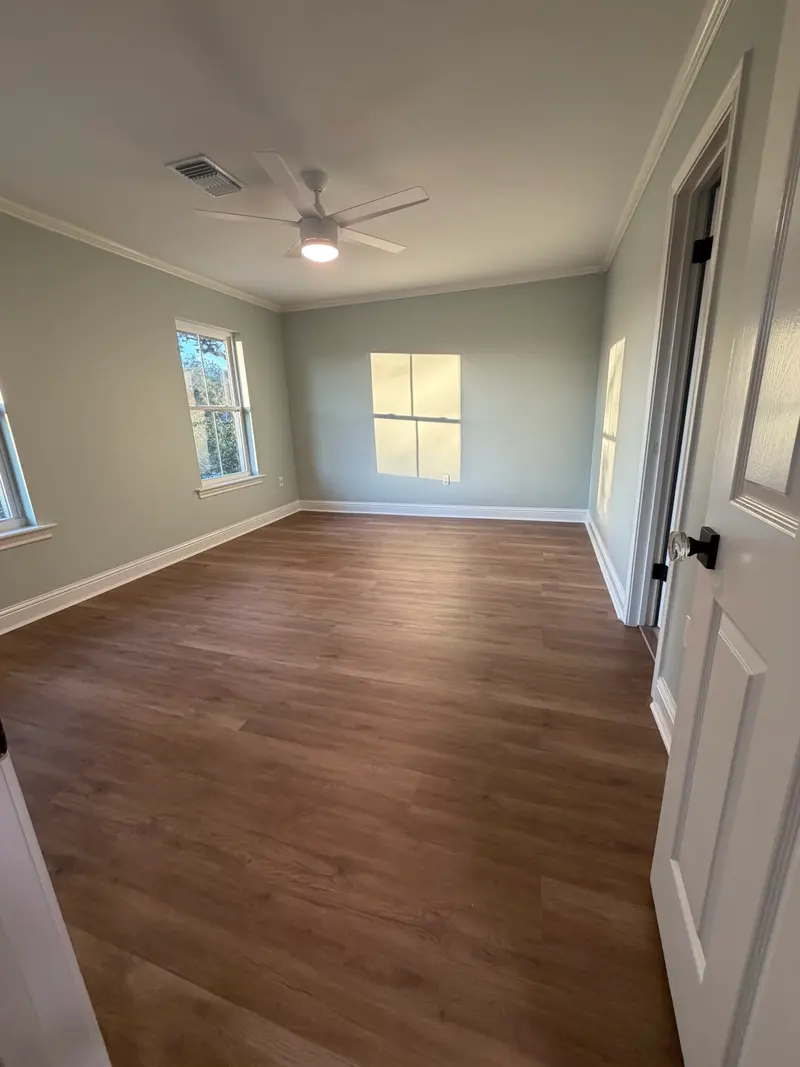 Hallway with new plank flooring