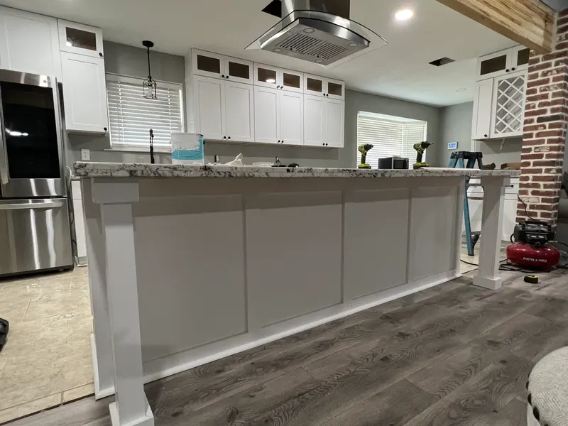 Kitchen island in a remodeled New Orleans home
