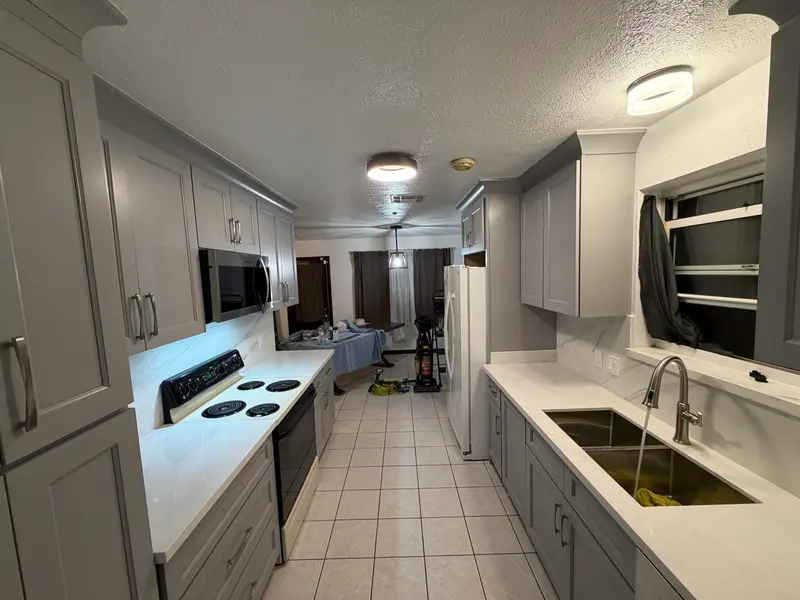 Waterfall island in a New Orleans kitchen