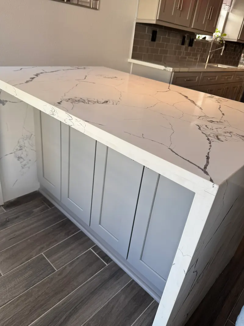 White cabinets with quartz countertops