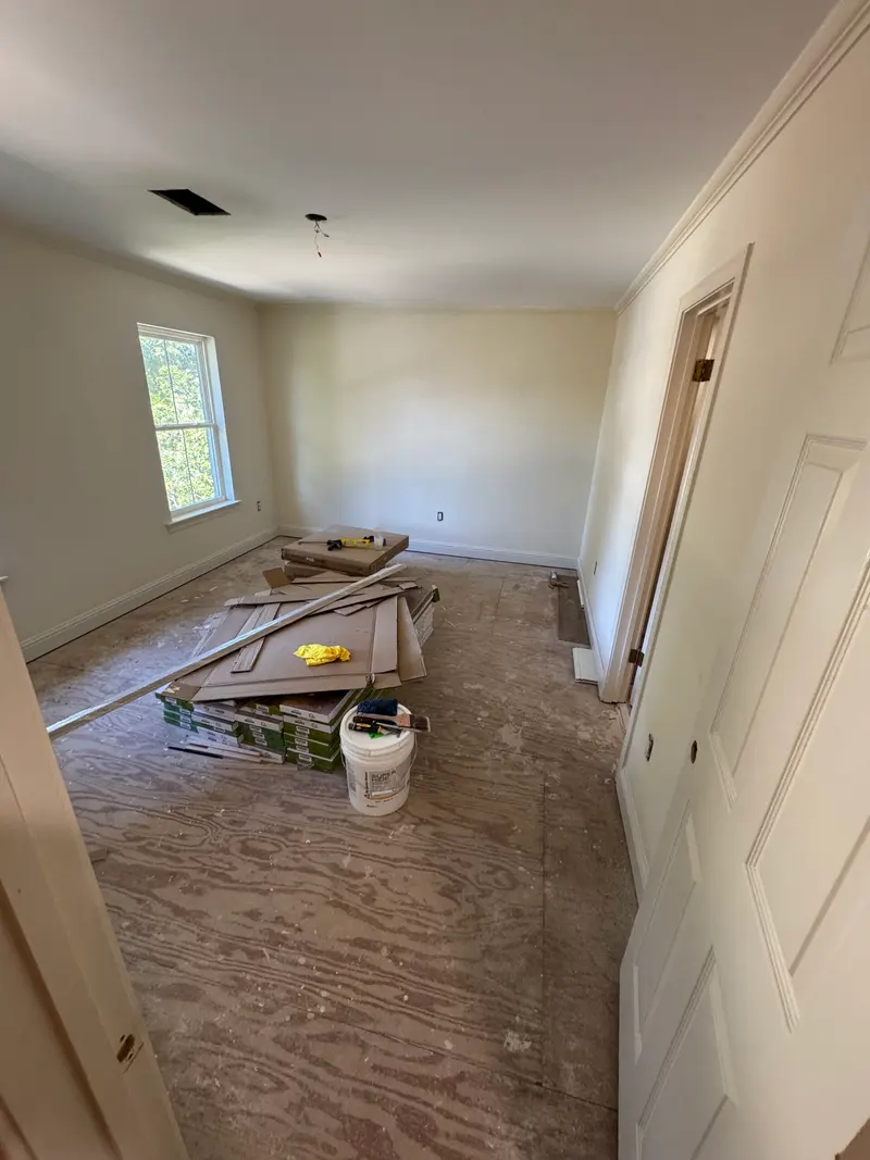 Flooring installation underway