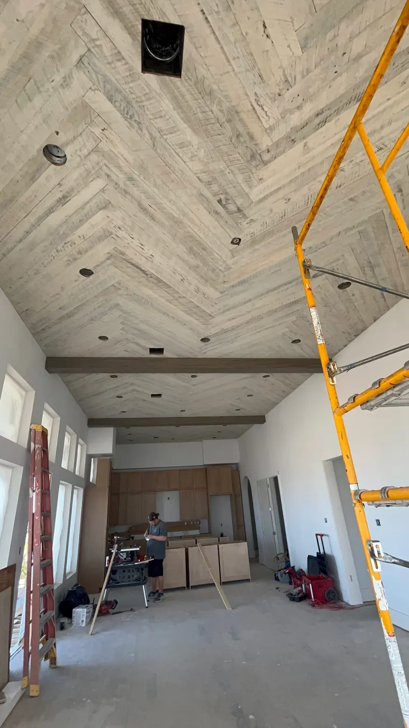 Kitchen cabinets going in during a remodel