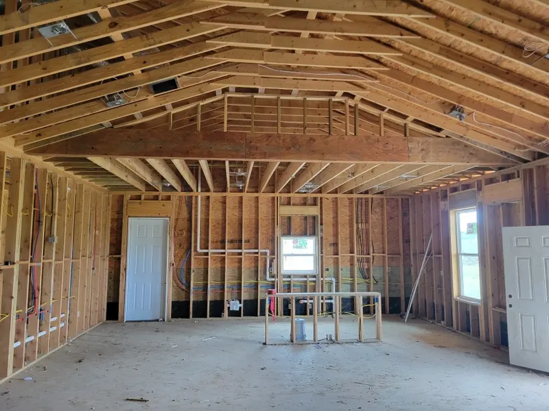 Framing exposed during a renovation