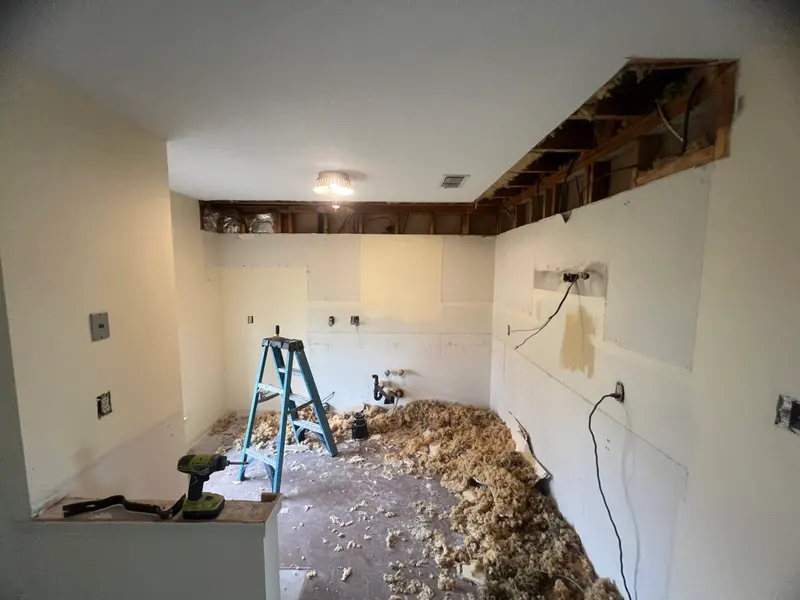 Subfloor work during a remodel