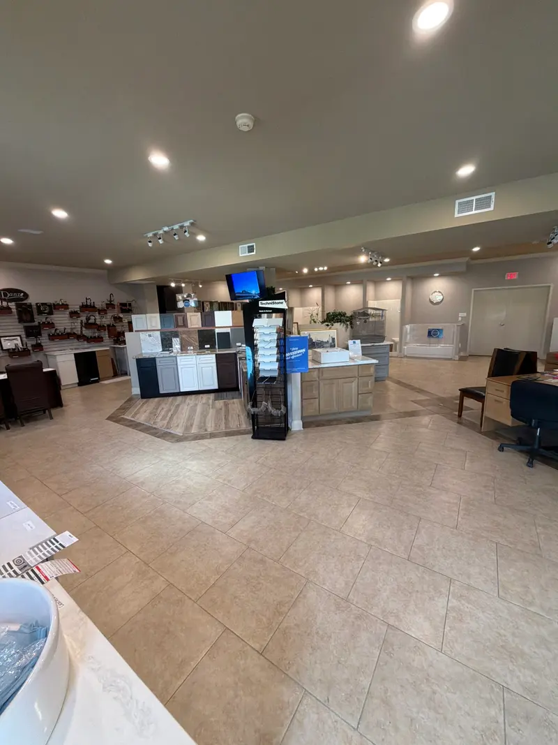 Showroom floor with cabinet displays